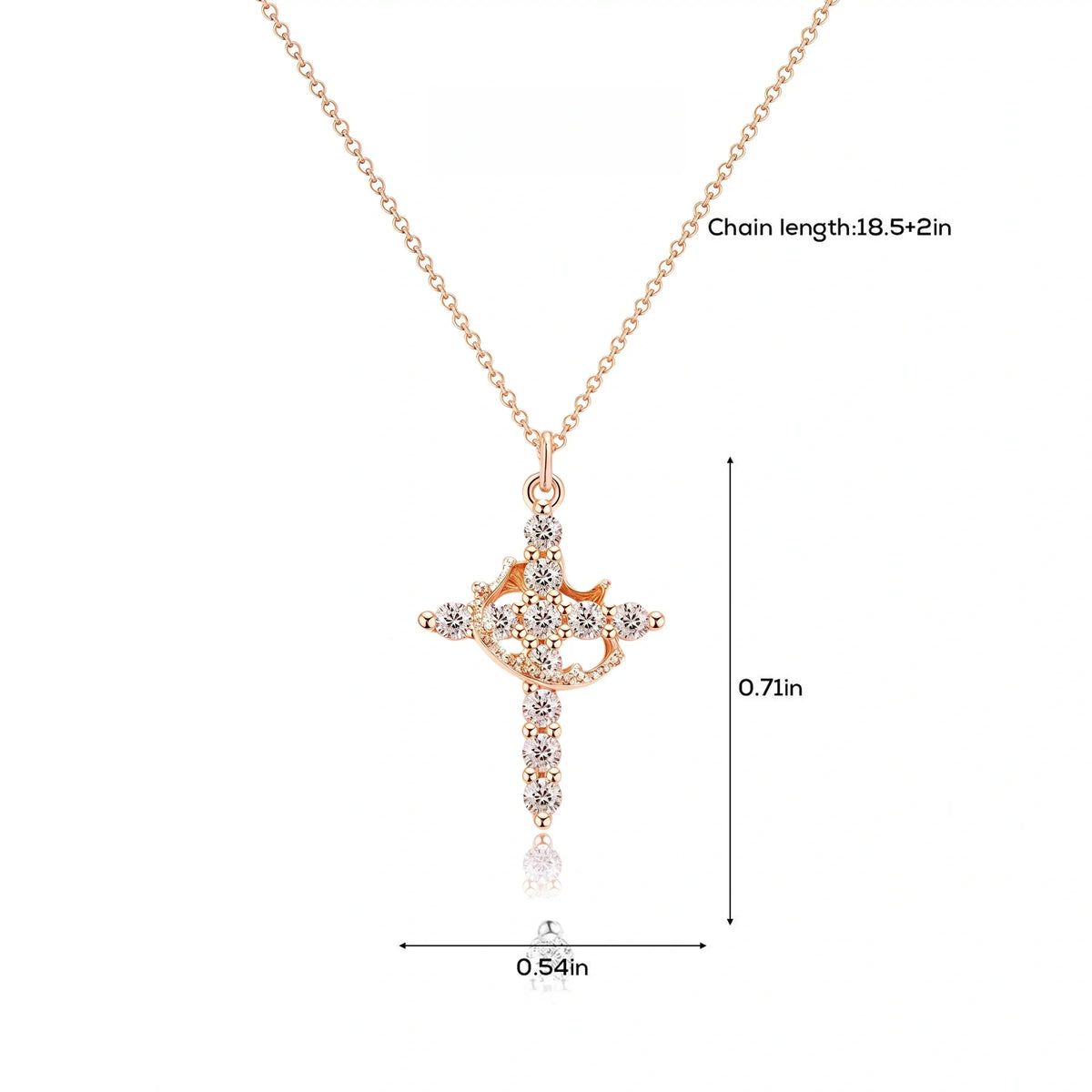 Upgraded 14K Gold Plated Crown Cross Necklace - Non-Tarnish Christian Jewelry for Women, Durable Faith Pendant, Meaningful Valentines Day Religious Gift for Her
