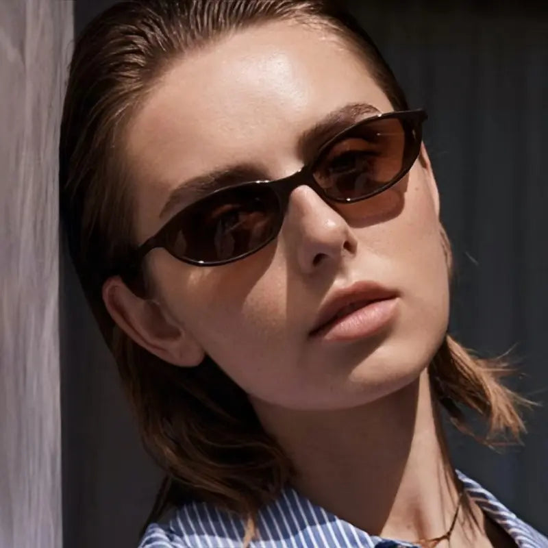 〖Summer Turn Up〗3 PCS Retro Oval Sunglasses for Women Chic Cat Eye 90s Sunnies Lightweight Narrow Shades Trendy UV Protection Sunglasses Vintage Rich Girl Sunglasses Women Sunglasseswomen